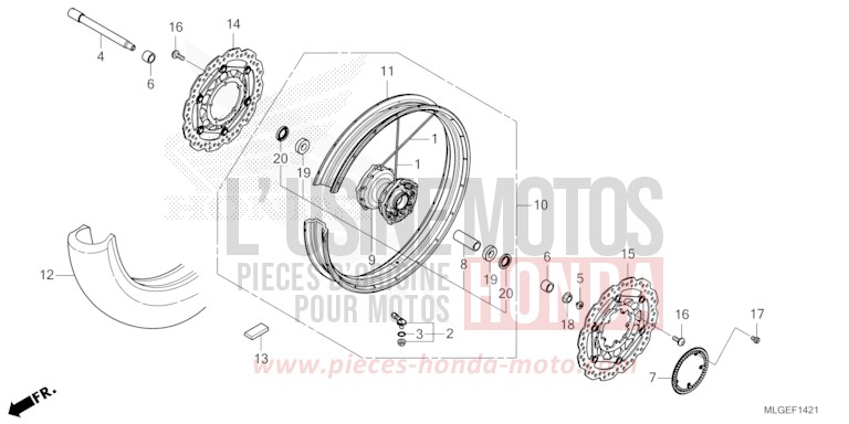 ROUE AVANT (2) de Africa Twin MAT IRIDIUM GRAY METALLIC (NHC64) 2023
